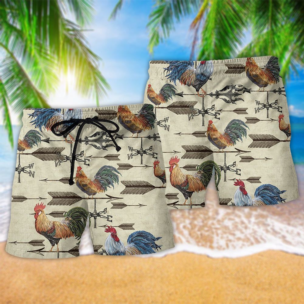 Chicken Find A Way Or Make One Weathervane Rooster Trendy Aloha Hawaiian Beach Shorts