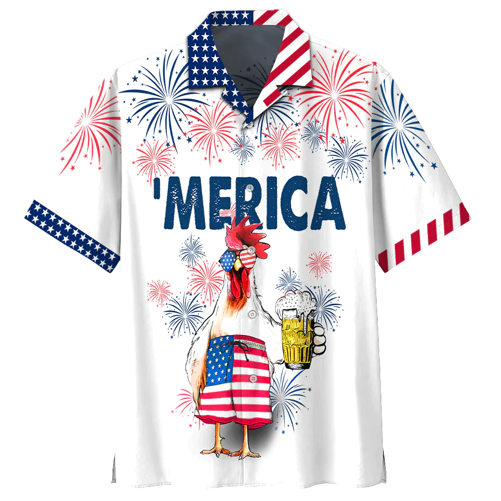 Chicken Hawaiian Shirt Independence Day Is Coming