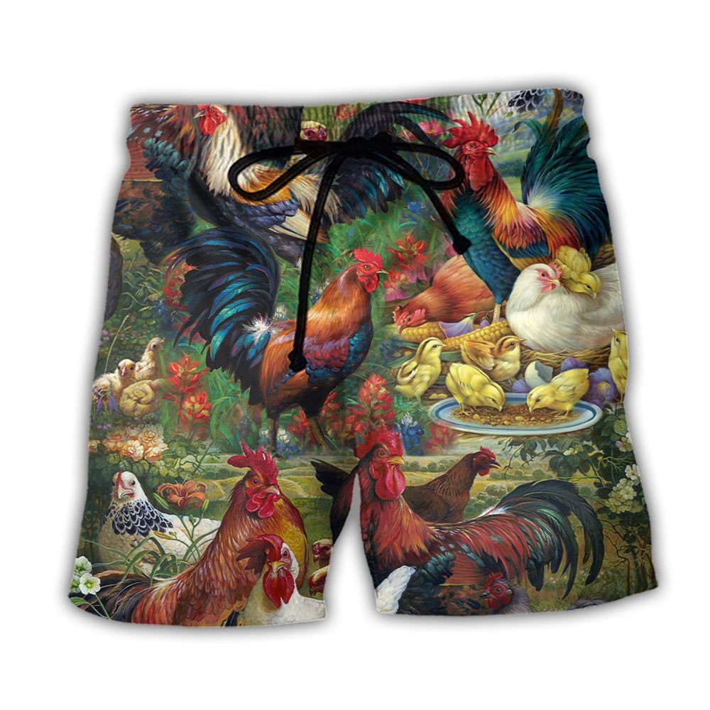 Chicken Lovers Retro Style Background Trendy Aloha Hawaiian Beach Shorts Chicken Lovers Retro Style Background Trendy Aloha Hawaiian Beach Shorts