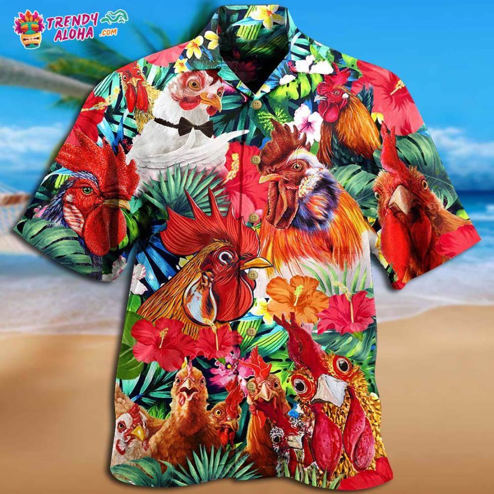 Chicken Loves Summer Tropical Style Hawaiian Shirt – Trendy Aloha