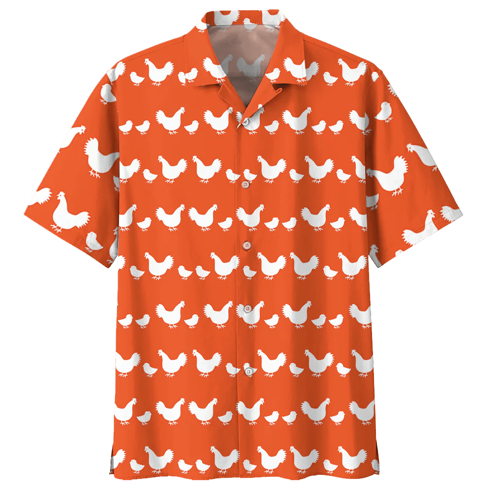 Chicken Orange Unique Design Unisex Trendy Hawaiian Shirt, Chicken Lover Trendy Hawaiian Shirt For Summer Gifts Chicken Orange Unique Design Unisex Trendy Hawaiian Shirt, Chicken Lover Trendy Hawaiian Shirt For Summer Gifts