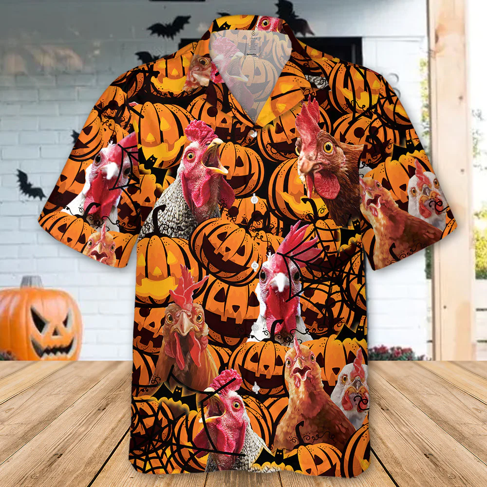 Chicken Ready For Halloween Festivities Hawaiian Shirt Unique Print