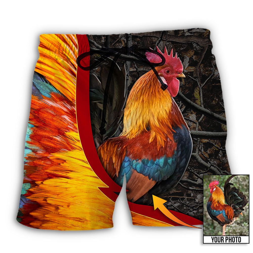 Chicken Rooster Beautiful Style Custom Photo Trendy Aloha Hawaiian Beach Shorts