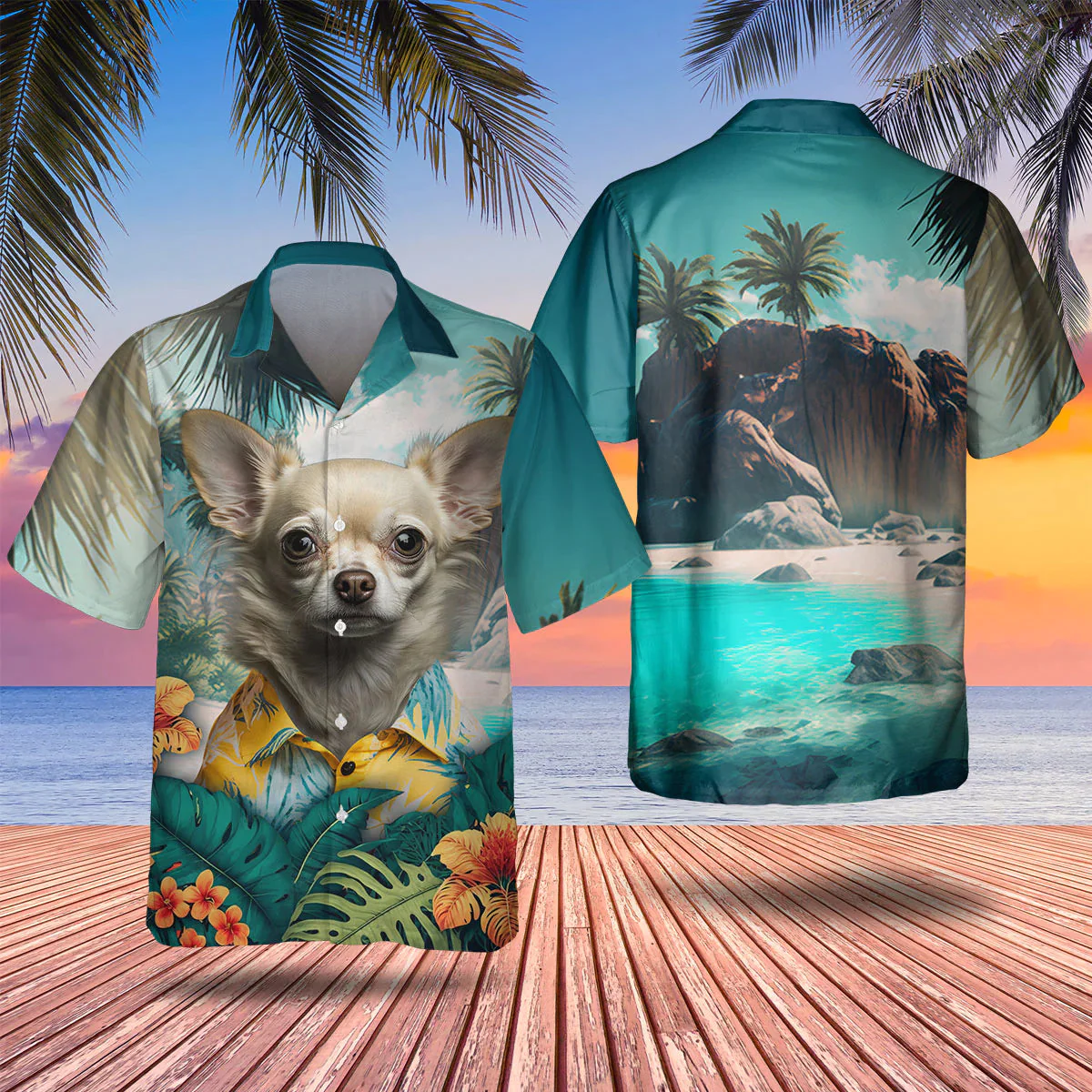 Chihuahua 2 Tropical Trendy Hawaiian Shirt, Dog Trendy Hawaiian Shirt, Summer Gifts For Dog Lover Chihuahua 2 Tropical Trendy Hawaiian Shirt, Dog Trendy Hawaiian Shirt, Summer Gifts For Dog Lover