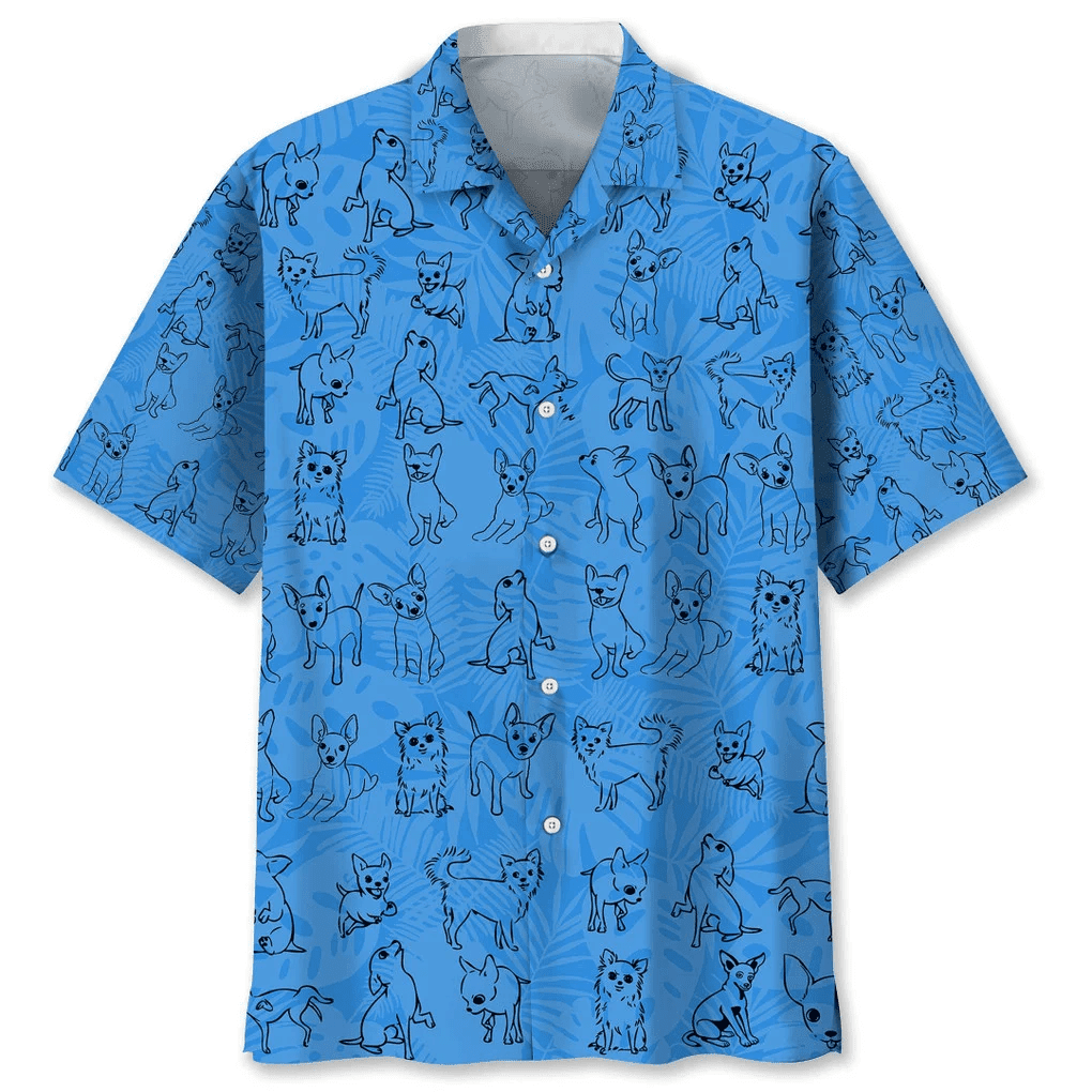 Chihuahua Blue Tropical Trendy Hawaiian Shirt