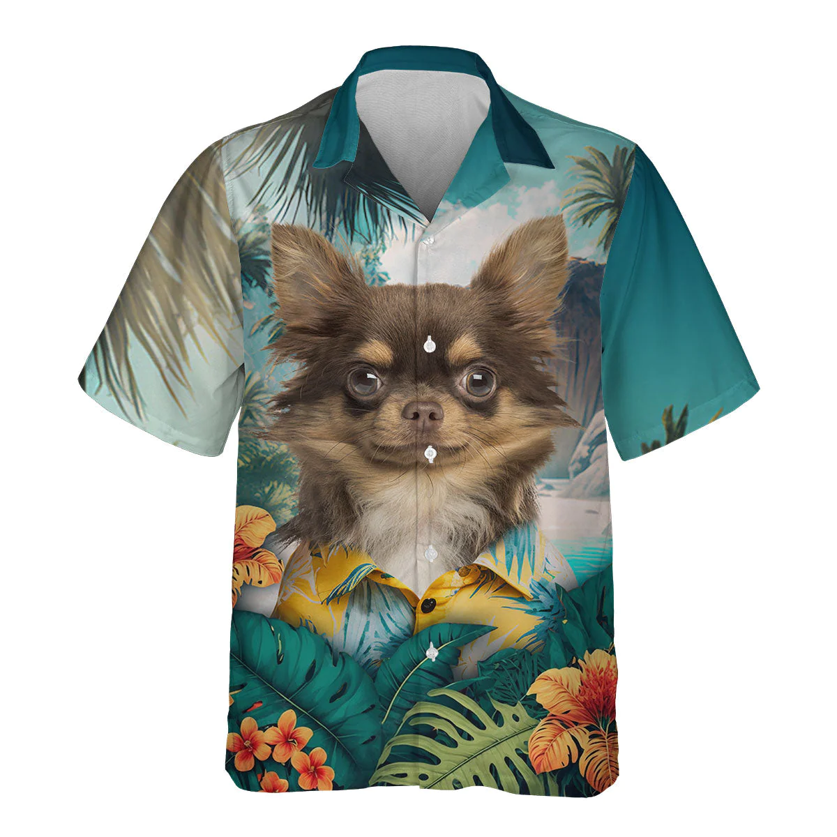 Chihuahua Dainty Presence In Alluring 3D Hawaiian Tropical Shirt