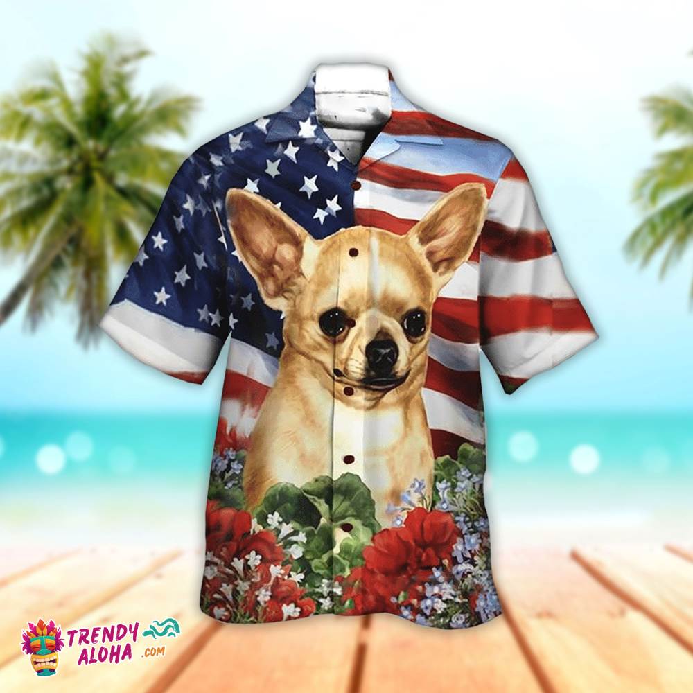 Chihuahua Hawaiian Shirt Patriotic Chihuahua, Aloha Hawaiian Shirts