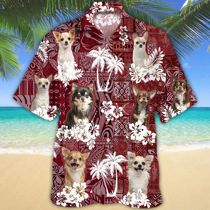 Chihuahua Red Trendy Hawaiian Shirt, Gift For Dog Lover Shirts, Animal Summer Shirts, Trendy Hawaiian Shirt Men Chihuahua Red Trendy Hawaiian Shirt, Gift For Dog Lover Shirts, Animal Summer Shirts, Trendy Hawaiian Shirt Men