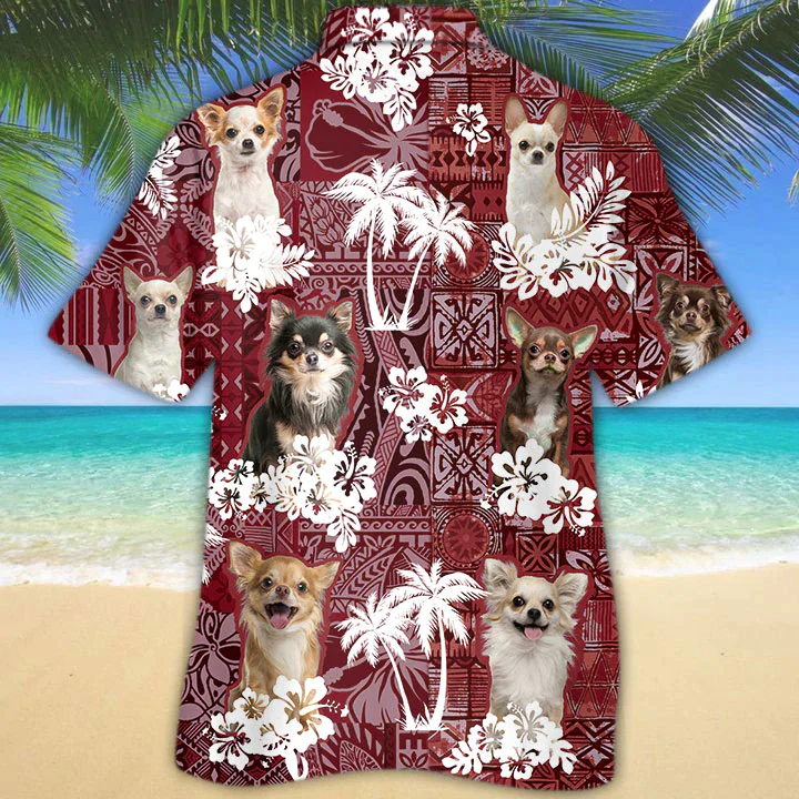 Chihuahua Red Trendy Hawaiian Shirt, Gift For Dog Lover Shirts, Animal Summer Shirts, Trendy Hawaiian Shirt Men