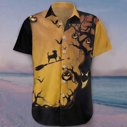 Chihuahua Scary Tree Halloween Trendy Hawaiian Shirt, Chihuahua Aloha Shirt, Trendy Hawaiian Shirt For Dog Lover