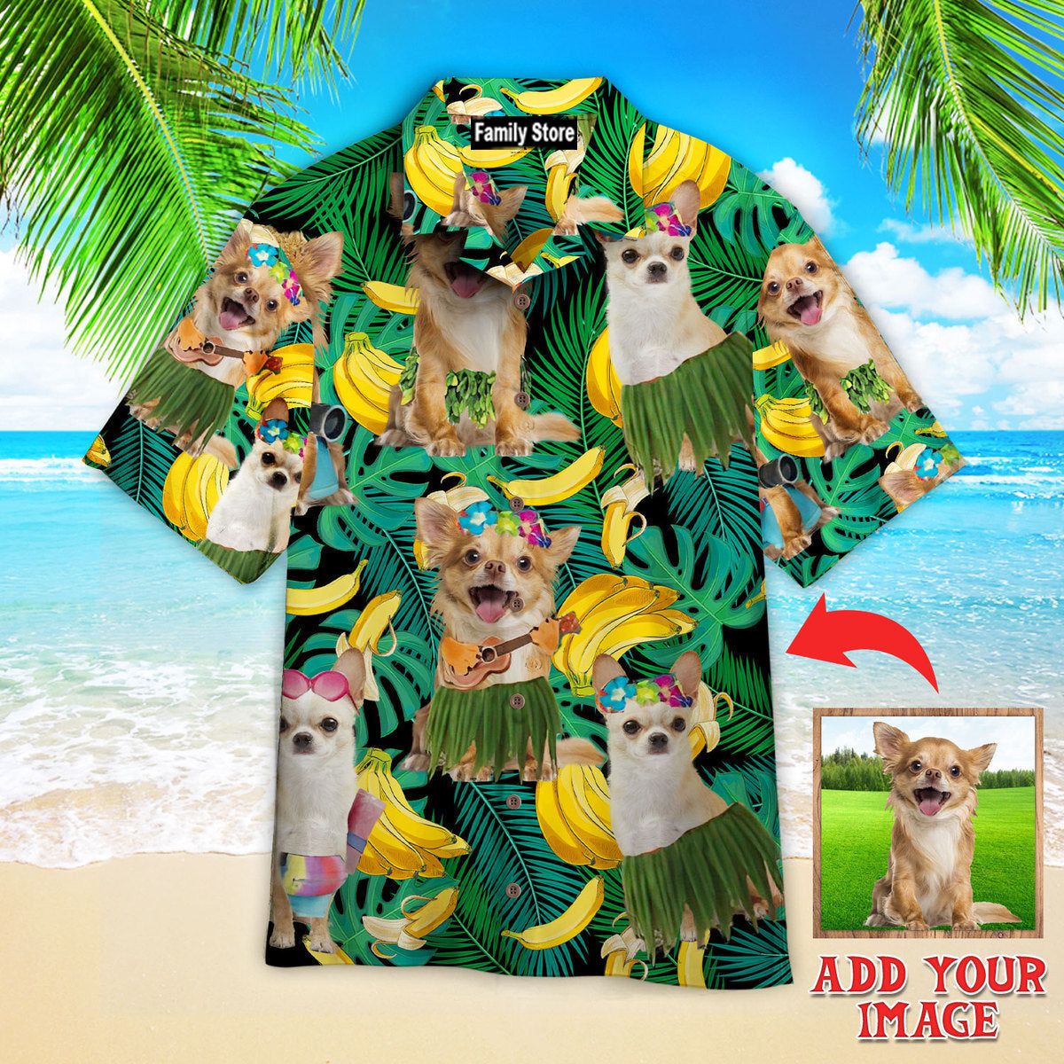 Chihuahua Summer Leaves Banana Custom Hawaiian Shirt