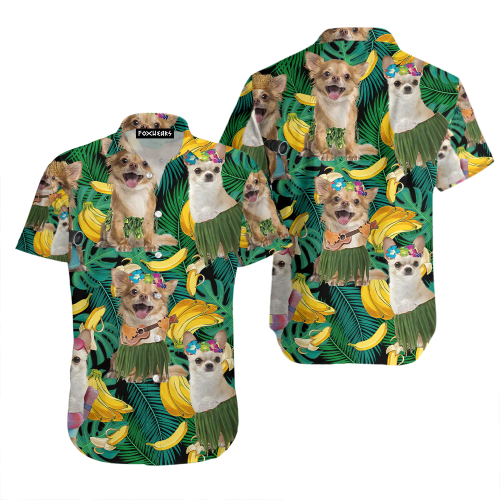 Chihuahua Summer Leaves Banana Hawaiian Shirt