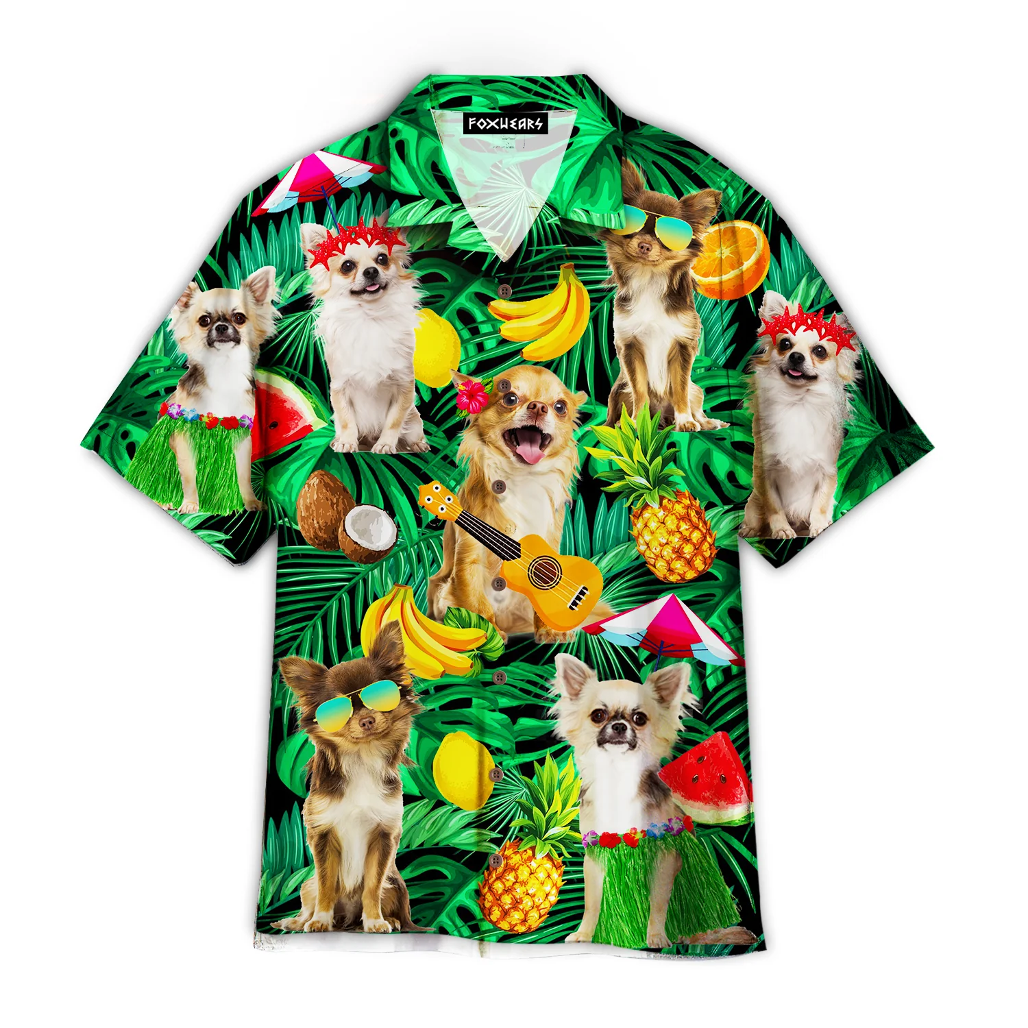 Chihuahua Summer Leaves Fruits Hawaiian Shirt