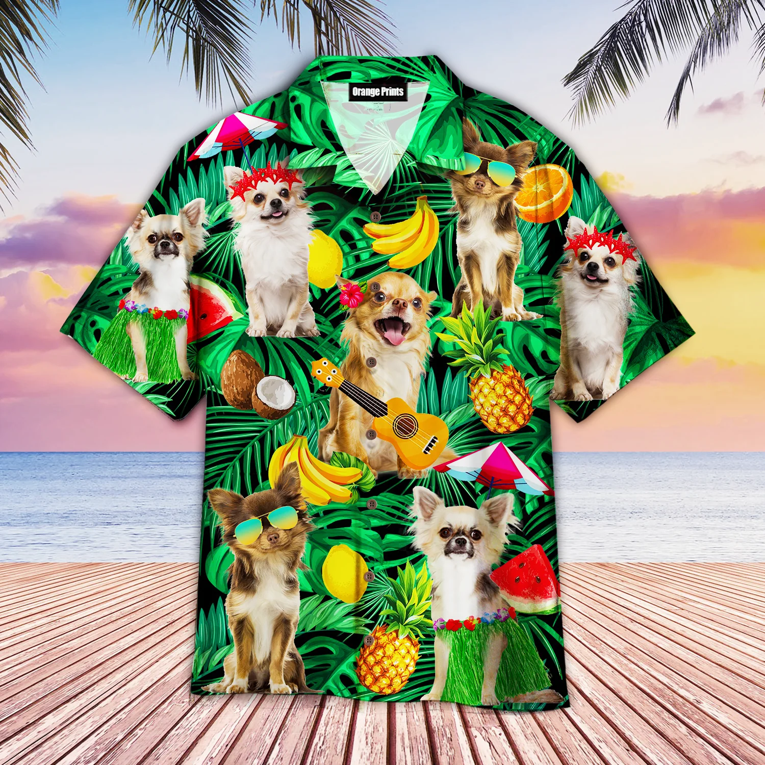 Chihuahua Summer Leaves Fruits Trendy Hawaiian Shirt