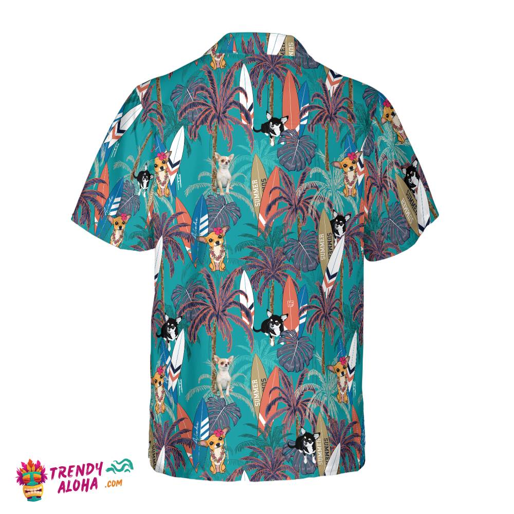 Chihuahua Surfboard And Palm Tree Hawaiian Shirt