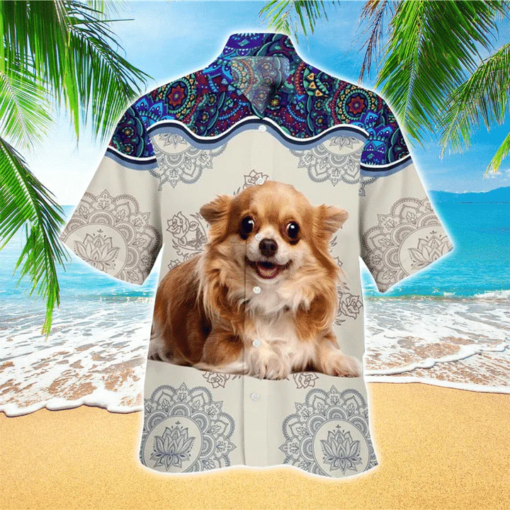 Chihuahua Terrier Trendy Hawaiian Shirt, Chihuahua Clothing, Flowers Aloha Shirt For Dog Lovers