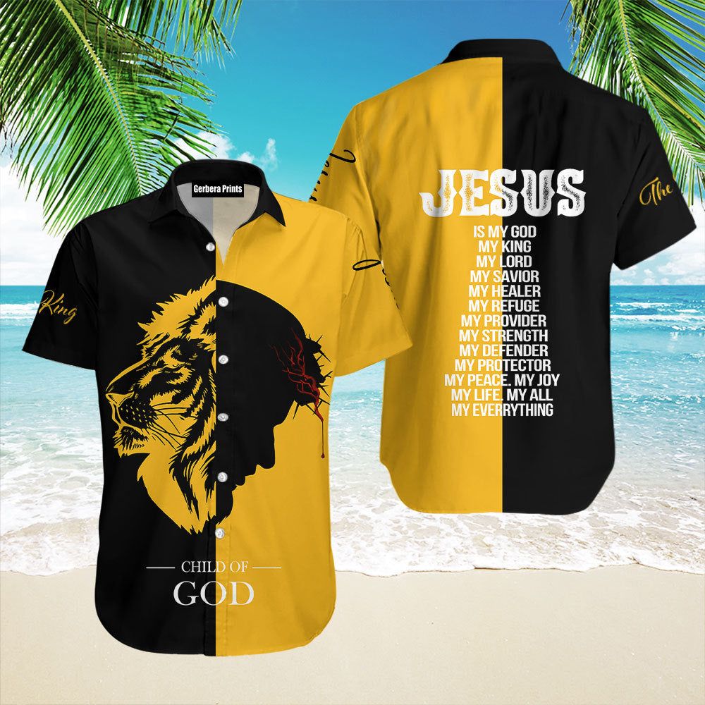 Child Of God Yellow Jesus Aloha Hawaiian Shirts For Men & For Women |