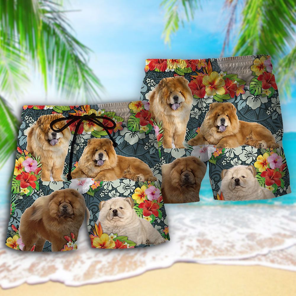 Chow Chow Dog Lover Tropical Trendy Aloha Hawaiian Beach Shorts