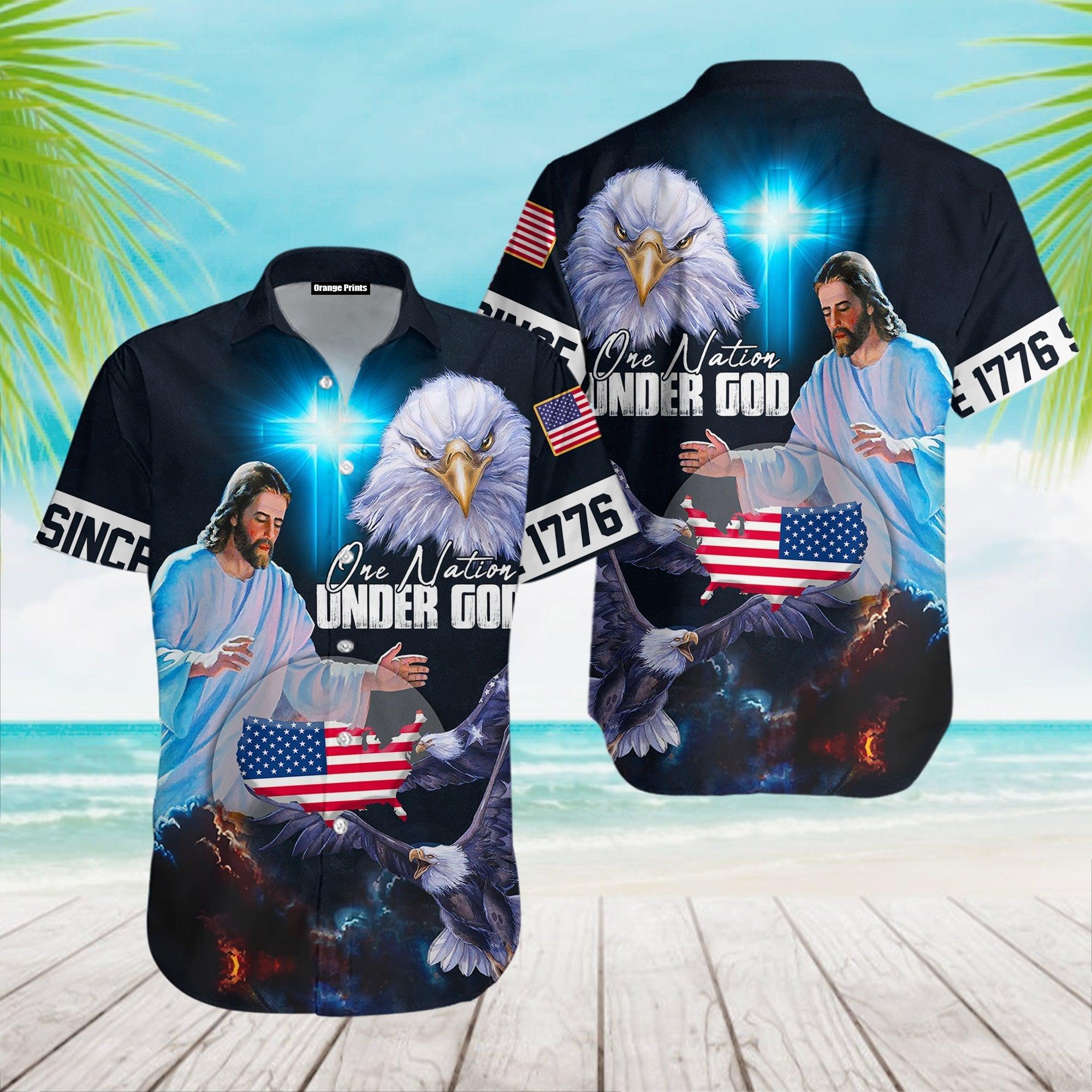 Christian Jesus One Nation Under God Since 1776 Hawaiian Shirt | For Men & Women |