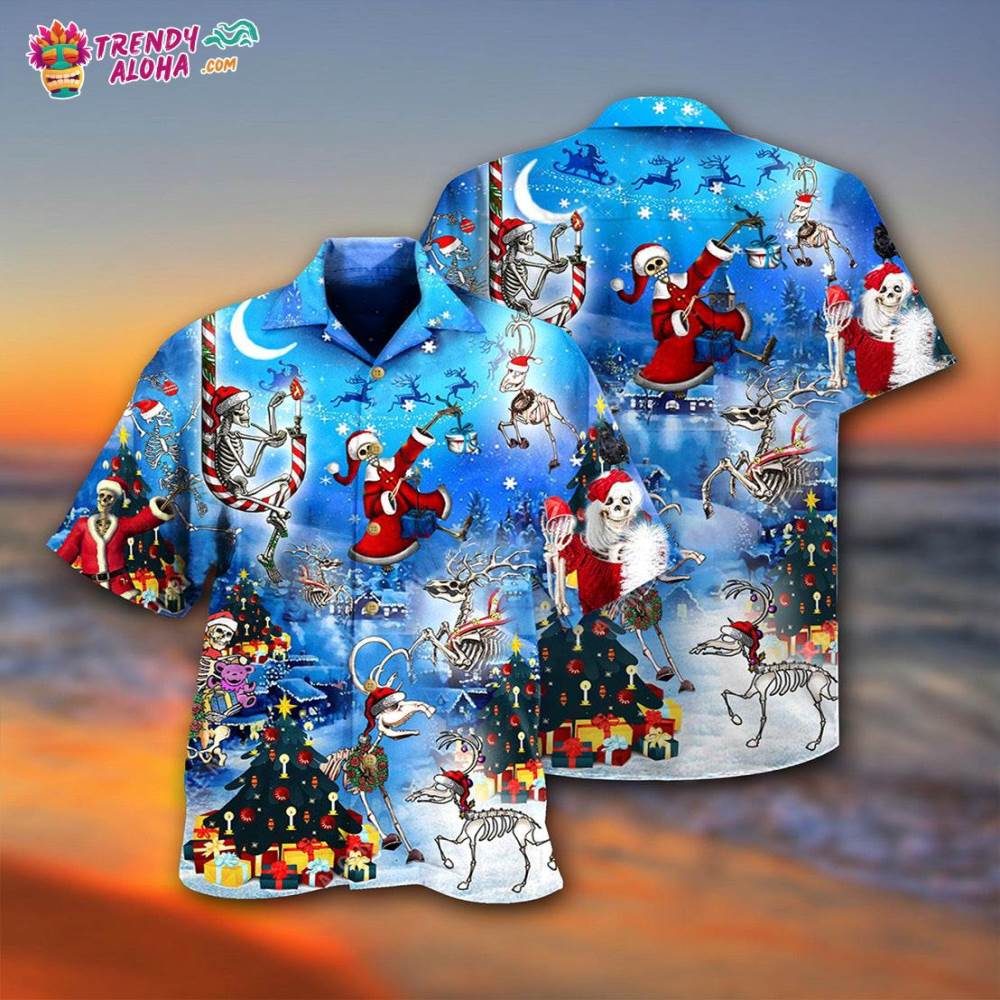 Christmas And Skull Merry Xmas Night Hawaiian Shirt – Trendy Aloha
