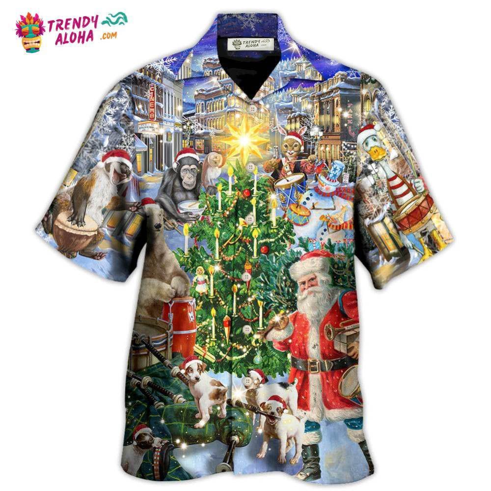 Christmas Animal Happiness With Drum Hawaiian Shirt – Trendy Aloha Christmas Animal Happiness With Drum Hawaiian Shirt – Trendy Aloha