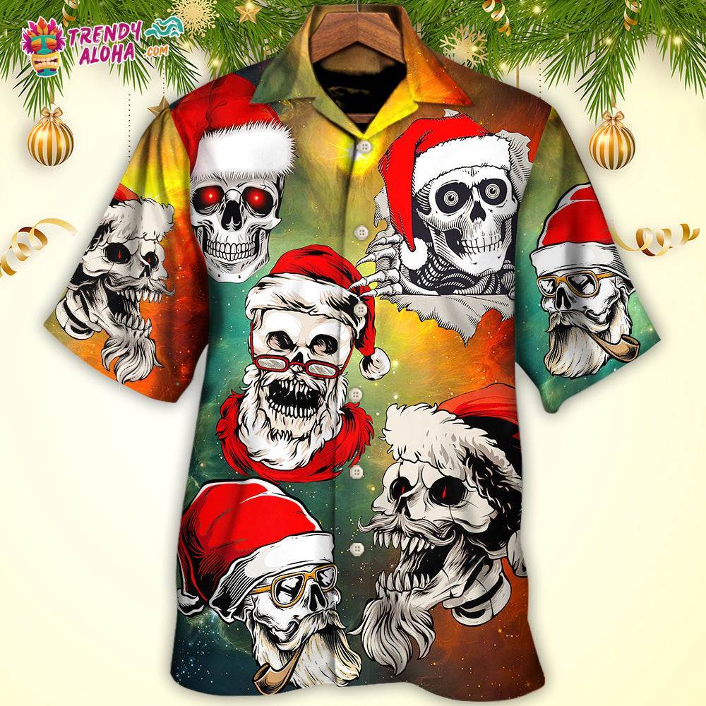 Christmas Bad Santa Skull Love Xmas Galaxy Hawaiian Shirt – Trendy Aloha
