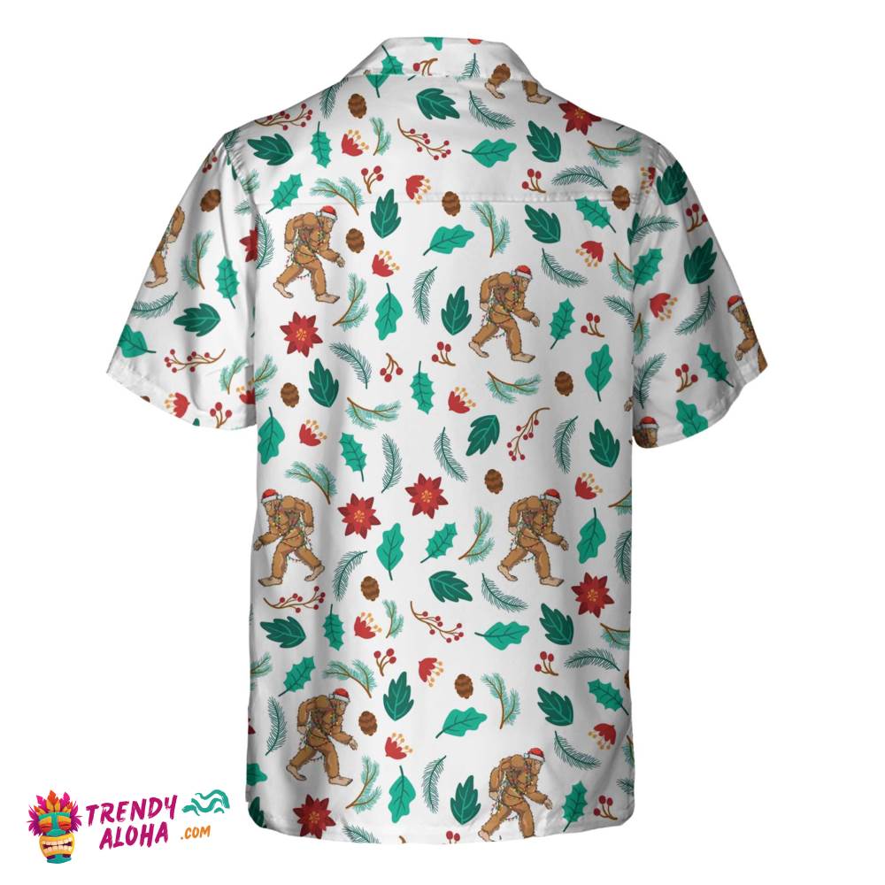 Christmas Bigfoot Sasquatch Pattern Hawaiian Shirt, Funny Christmas Shirt, Best Gift For Christmas