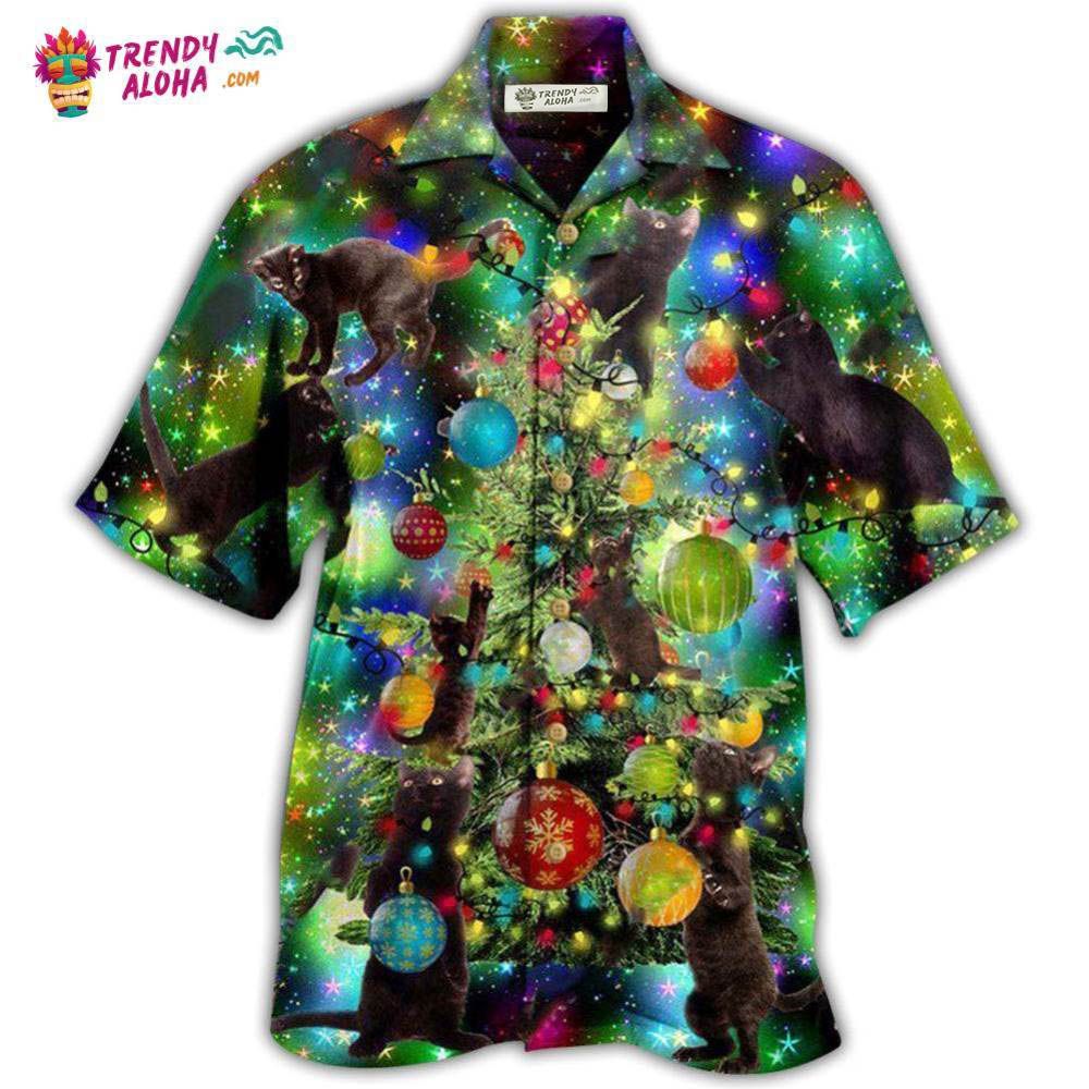 Christmas Black Cat Christmas Let’S Get It Hawaiian Shirt – Trendy Aloha