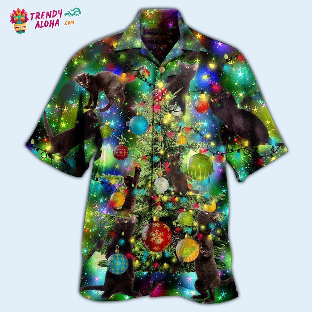 Christmas Black Cat Christmas Let’S Get It Hawaiian Shirt – Trendy Aloha