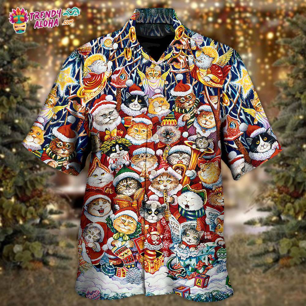 Christmas Cat Funny Happiness Hawaiian Shirt – Trendy Aloha