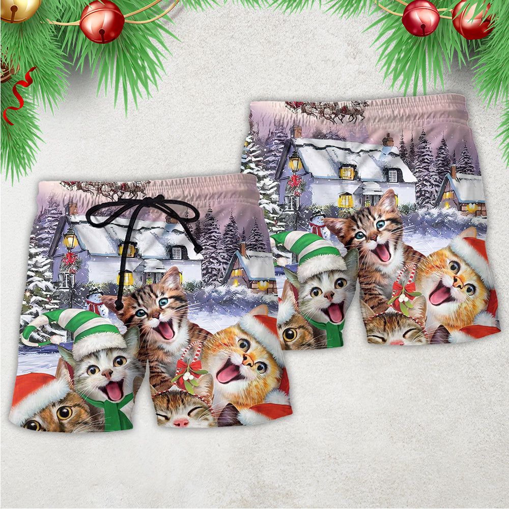 Christmas Cat I’m The Only One You Need Trendy Aloha Hawaiian Beach Shorts
