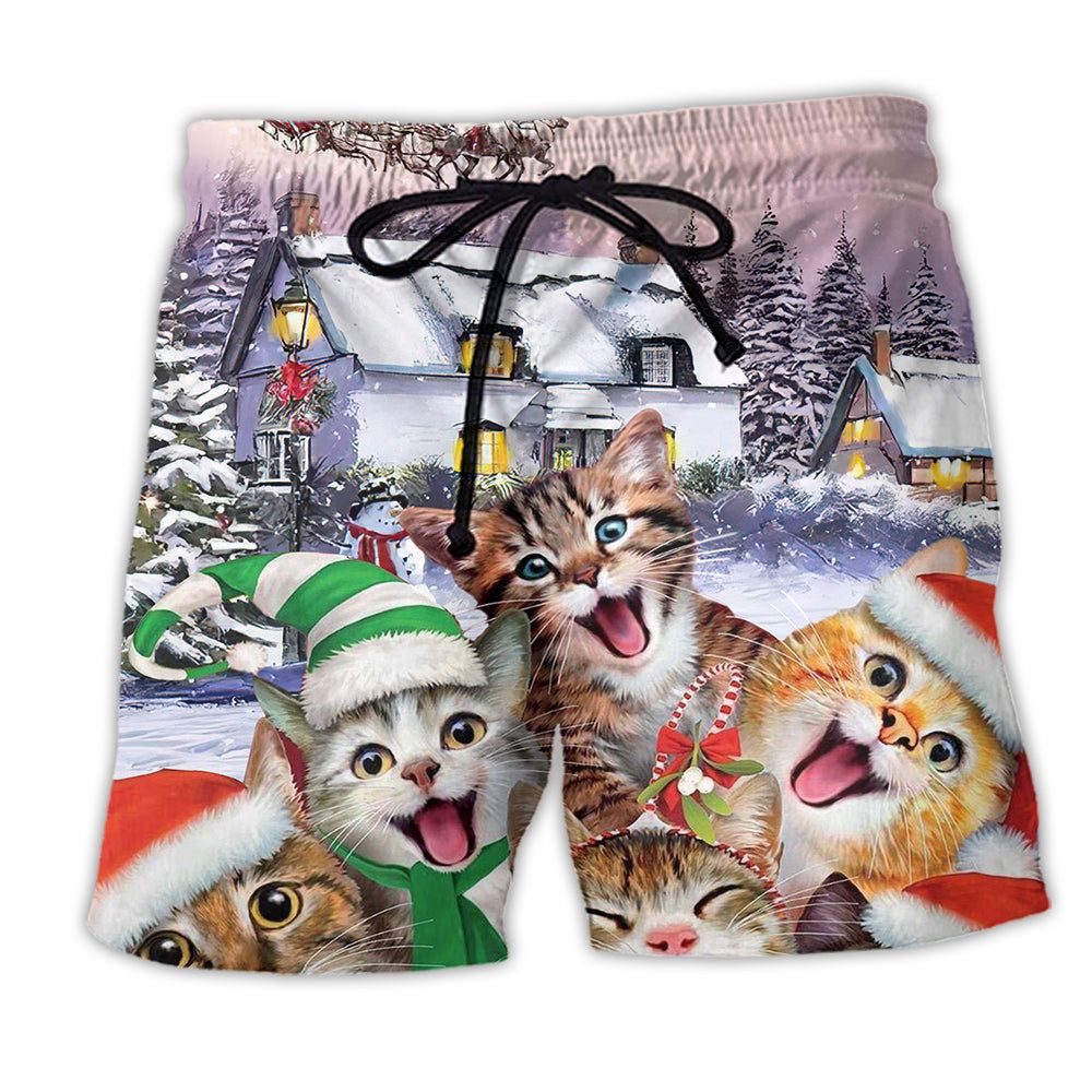 Christmas Cat I’m The Only One You Need Trendy Aloha Hawaiian Beach Shorts