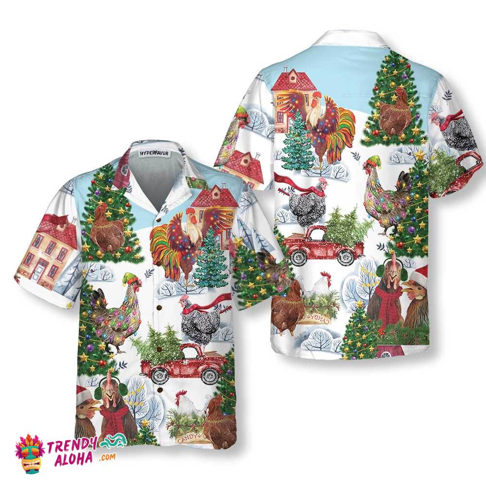 Christmas Chicken Hawaiian Shirt, Funny Chicken Christmas Shirt, Best Christmas Gift Idea Christmas Chicken Hawaiian Shirt, Funny Chicken Christmas Shirt, Best Christmas Gift Idea