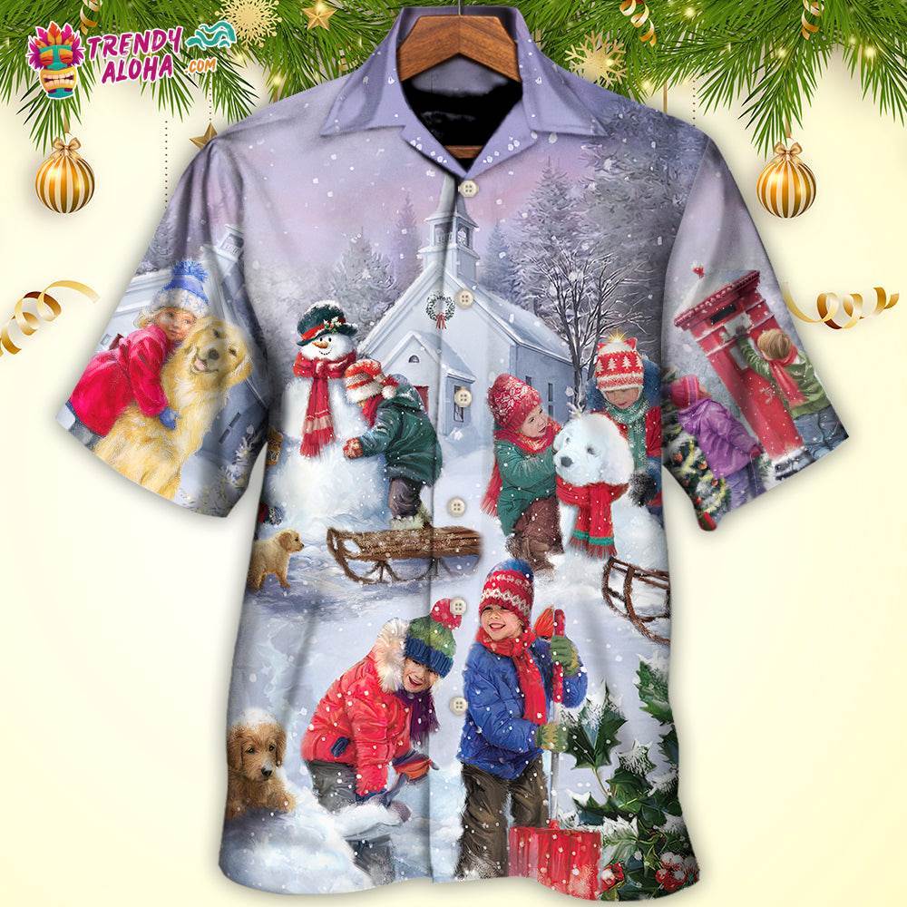 Christmas Children Love Christmas Chilling With Homie Art Style Hawaiian Shirt – Trendy Aloha