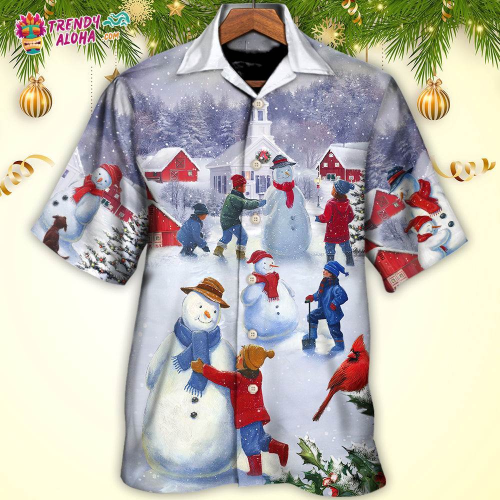 Christmas Children Love Snowman In The Christmas Town Hawaiian Shirt – Trendy Aloha