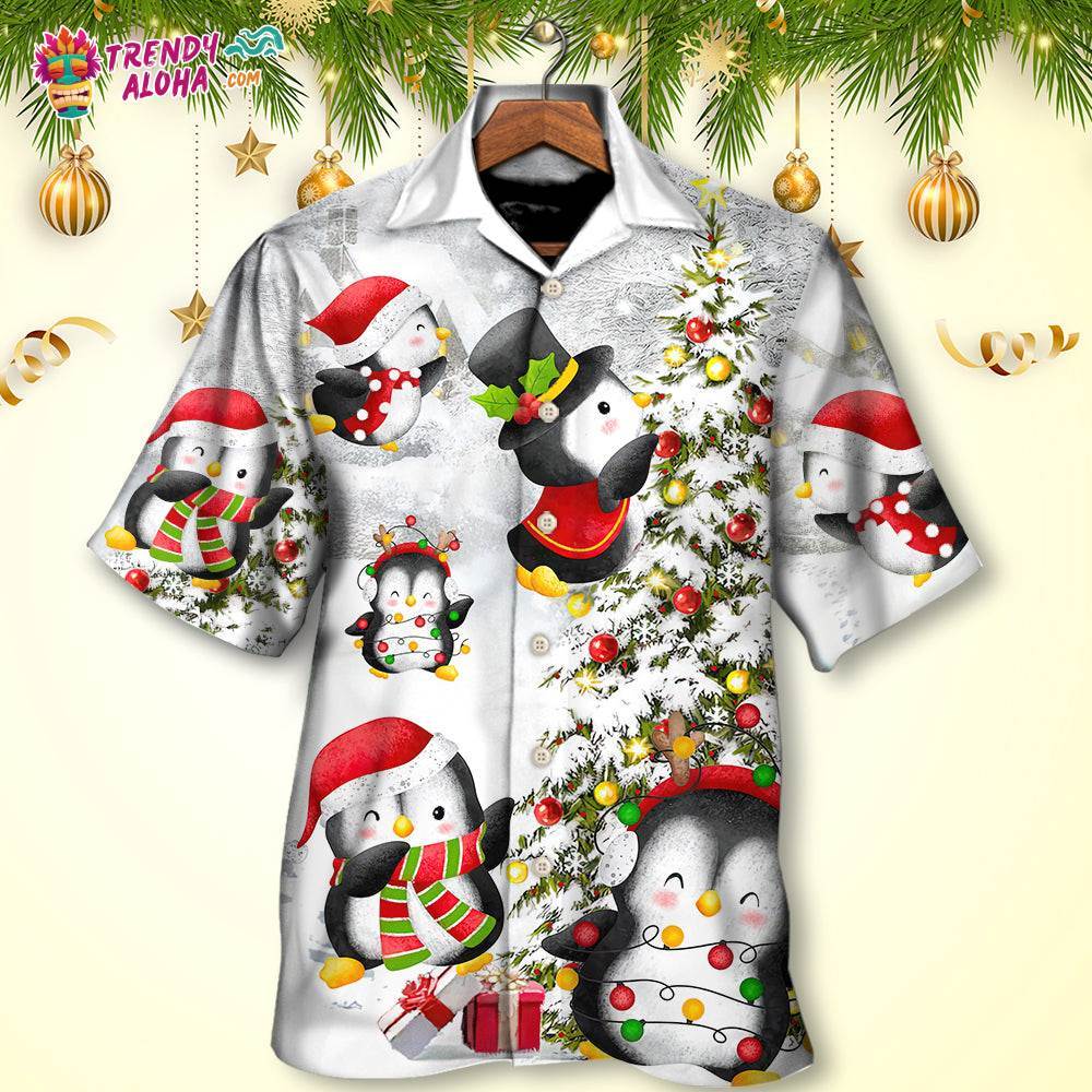 Christmas Chilling Penguin Family In Love Christmas Hawaiian Shirt – Trendy Aloha