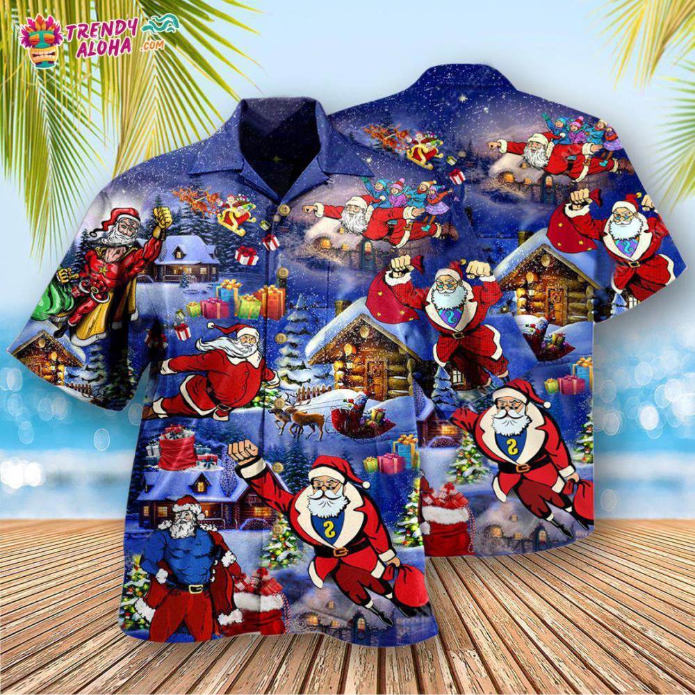 Christmas Christmas Flying Super Santa Hawaiian Shirt – Trendy Aloha