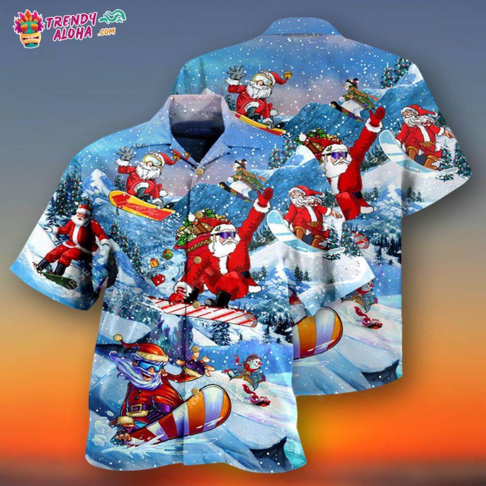 Christmas Close To Heaven Down To Earth Snowboarding With Snow Hawaiian Shirt – Trendy Aloha