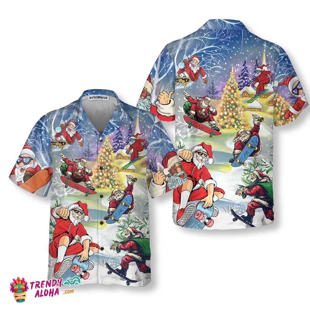 Christmas Come On Skateboard With Santa Hawaiian Shirt, Funny Christmas Santa Claus Shirt, Gift For Christmas Christmas Come On Skateboard With Santa Hawaiian Shirt, Funny Christmas Santa Claus Shirt, Gift For Christmas