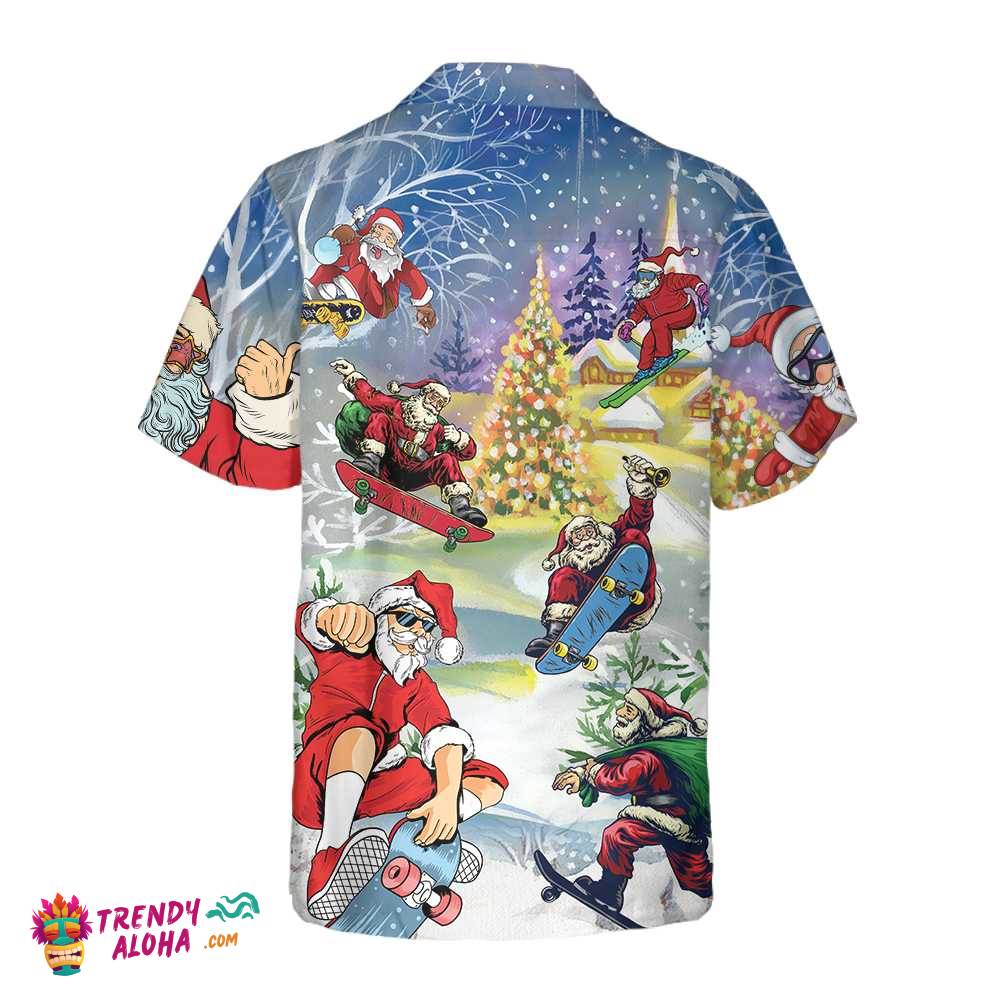 Christmas Come On Skateboard With Santa Hawaiian Shirt, Funny Christmas Santa Claus Shirt, Gift For Christmas