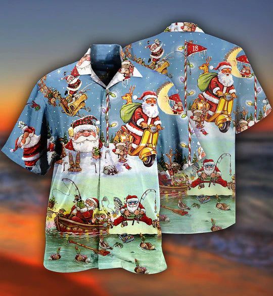Christmas Cute Santa Claus Go Fishing – Hawaiian Shirt