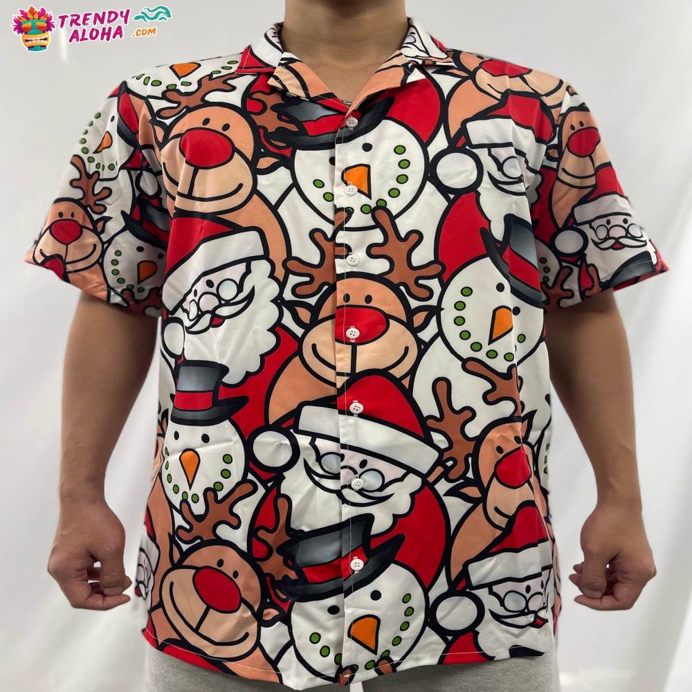 Christmas Cutie Santa And Reindeer Funny Style Hawaiian Shirt – Trendy Aloha