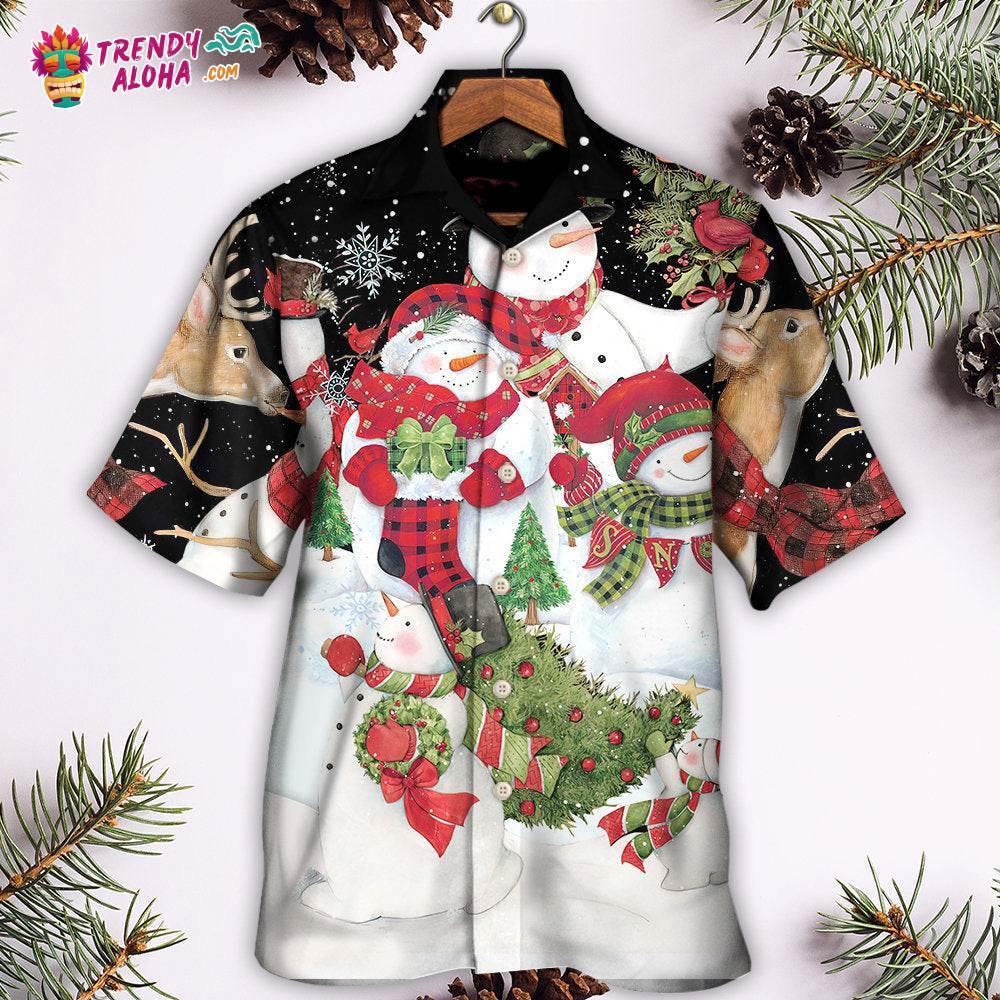 Christmas Cutie Snowman Happy Xmas Cardinal Hawaiian Shirt – Trendy Aloha