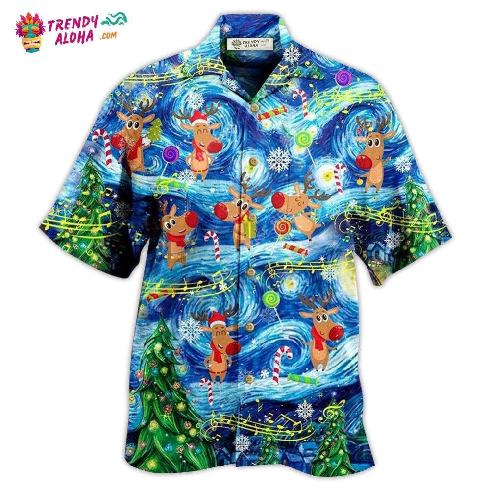 Christmas Dancing Reindeers Happy With Tornado Hawaiian Shirt – Trendy Aloha