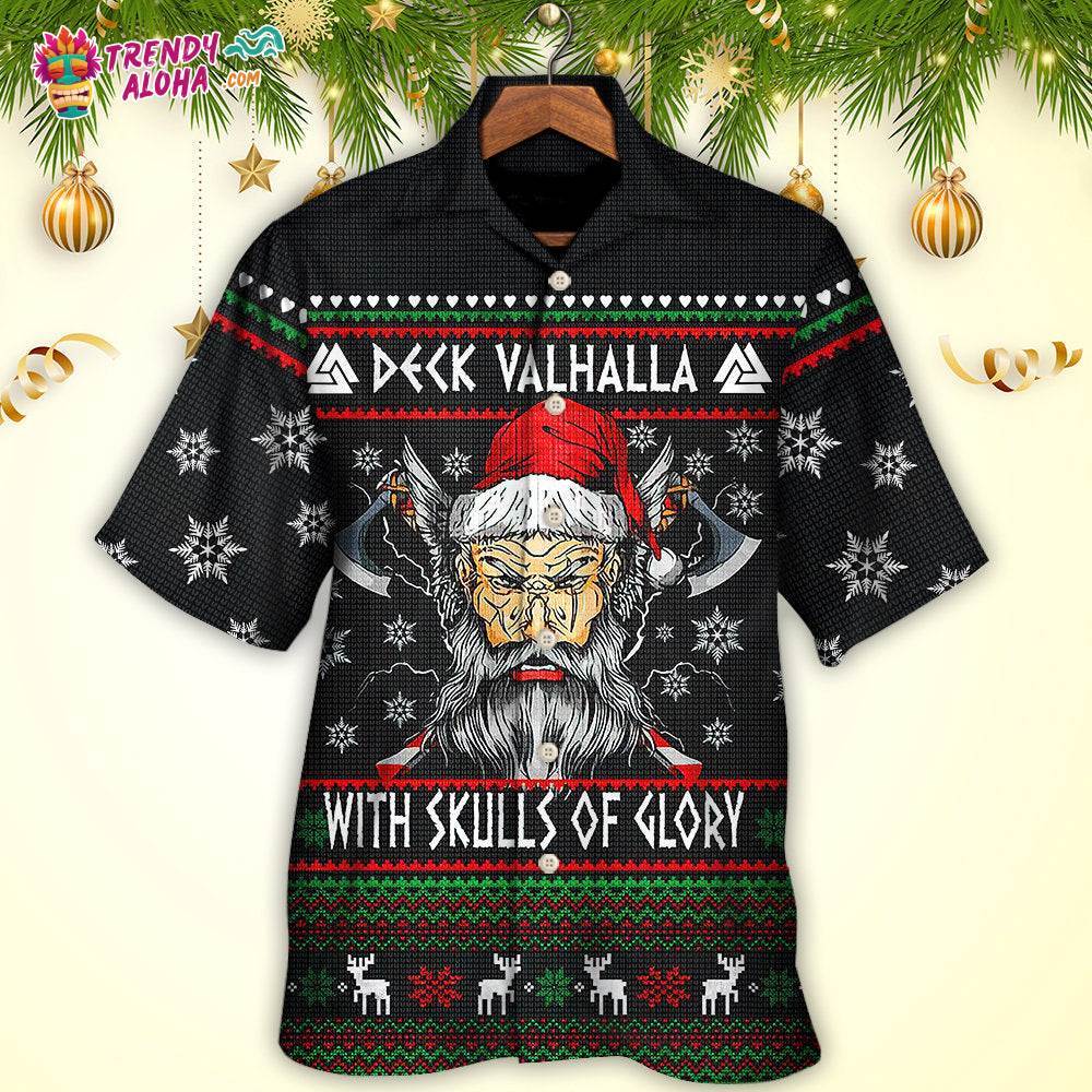 Christmas Deck Valhalla With Skull Of Glory Hawaiian Shirt – Trendy Aloha