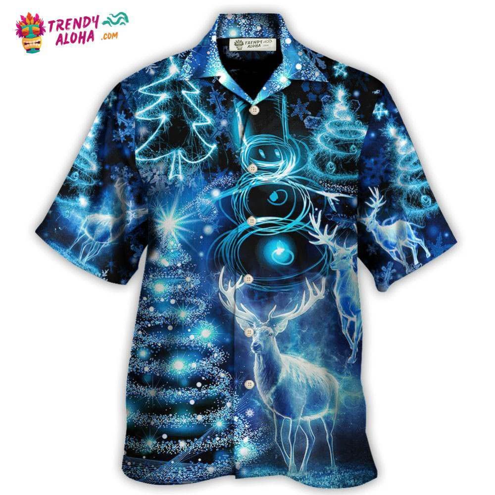 Christmas Deer Snowman Tree Glow Light Style Hawaiian Shirt – Trendy Aloha Christmas Deer Snowman Tree Glow Light Style Hawaiian Shirt – Trendy Aloha