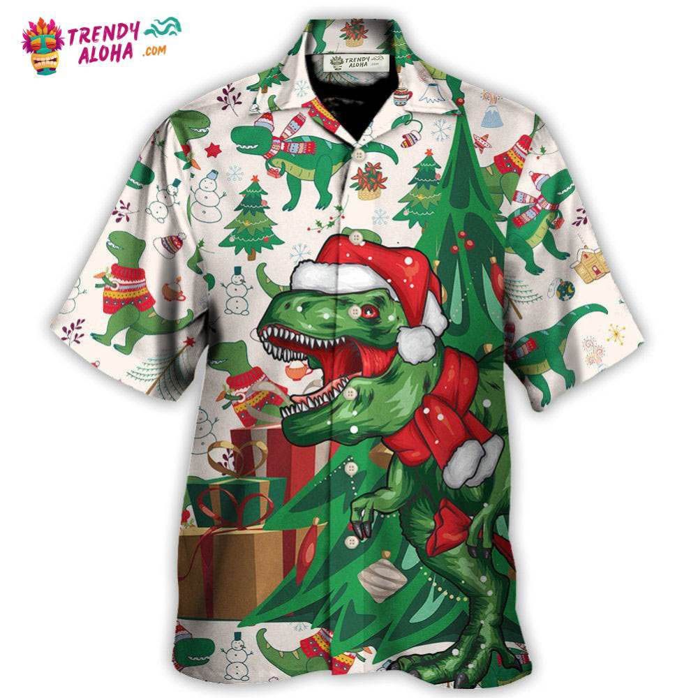 Christmas Dinosaurs Xmas Tree T-Rex Merry Rexmas Hawaiian Shirt – Trendy Aloha