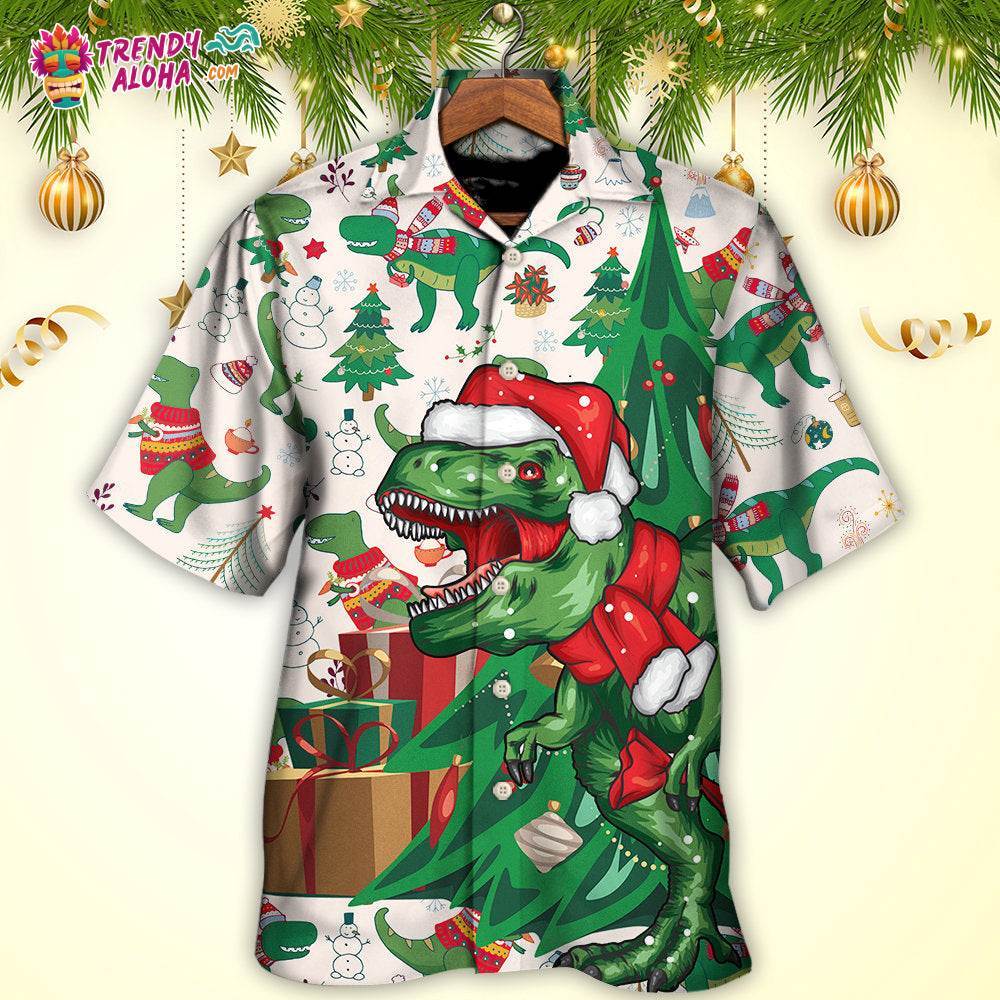 Christmas Dinosaurs Xmas Tree T-Rex Merry Rexmas Hawaiian Shirt – Trendy Aloha