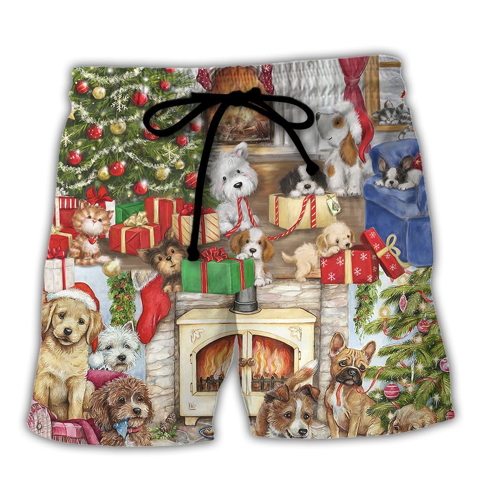 Christmas Dog Lover Merry Lovely Xmas Trendy Aloha Hawaiian Beach Shorts