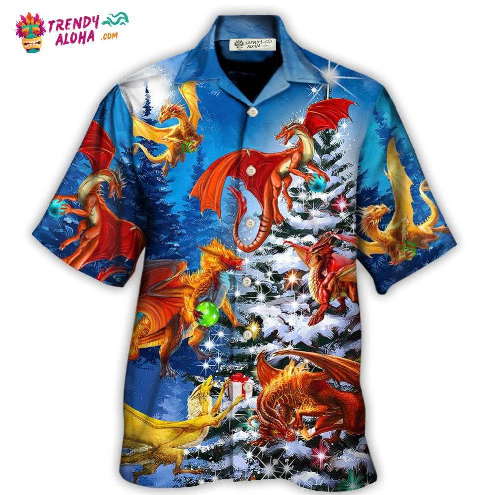Christmas Dragon Family In Love Light Art Style Hawaiian Shirt – Trendy Aloha